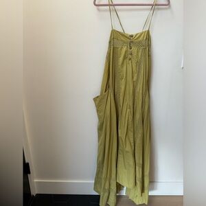 Free People Olive Green Maxi Dress with Spaghetti Straps